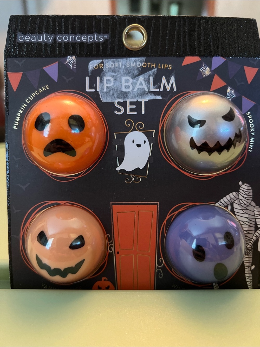 Beauty Concepts Halloween Lip Balm Set - Orange, Silver, Peach, Purple